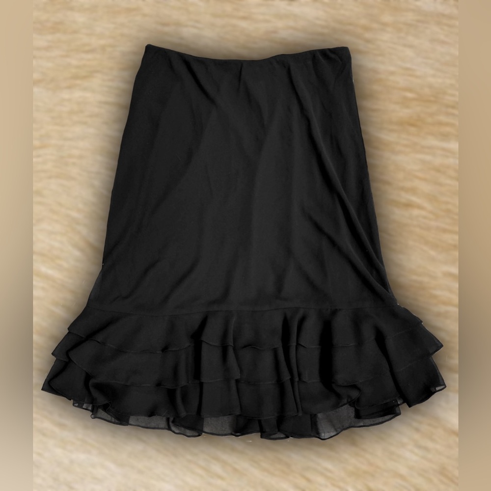 MSK Black Flare Midi Skirt Sz L